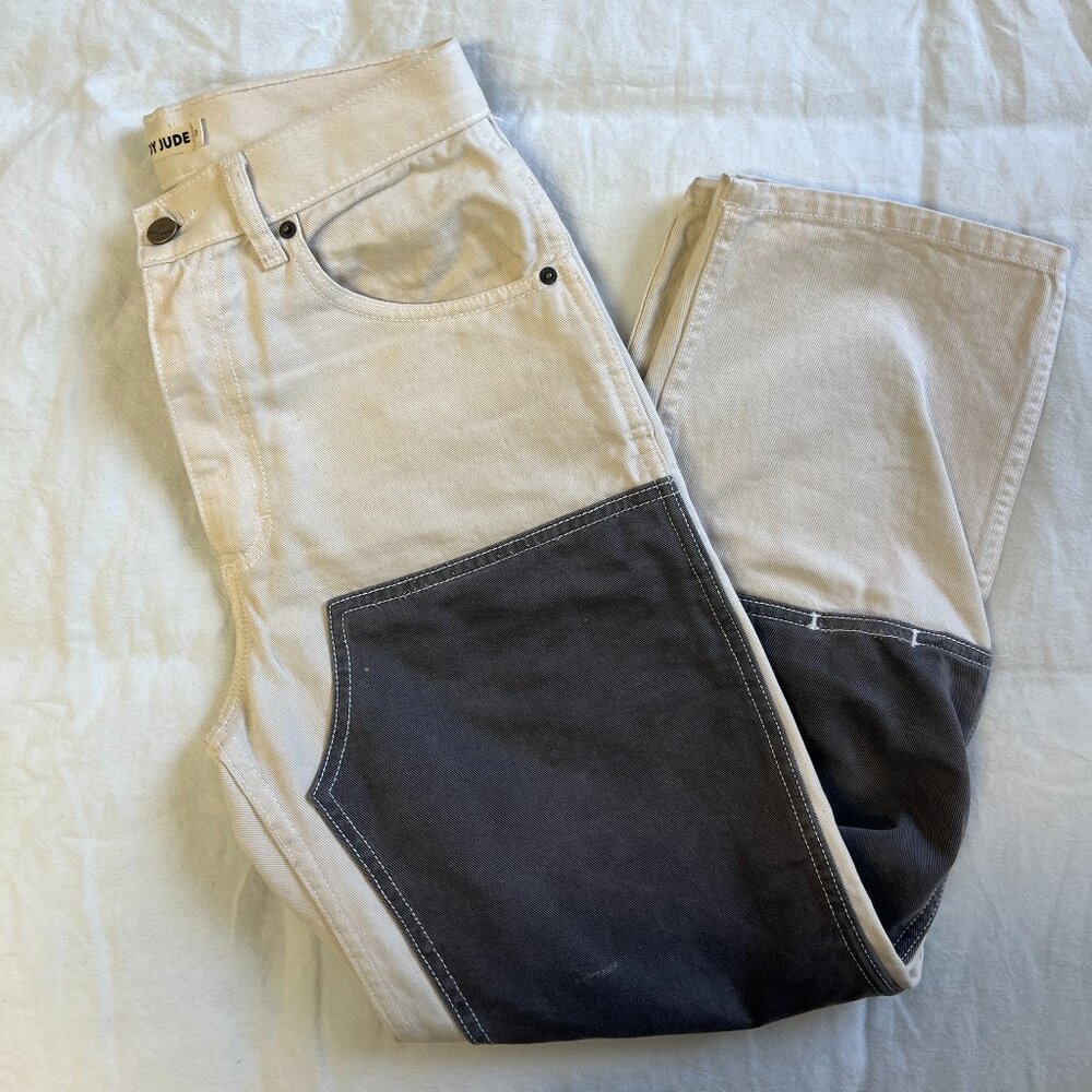 Rudy Jude Jeans Size 2 Ecru and Blue, Excellent Used Condition